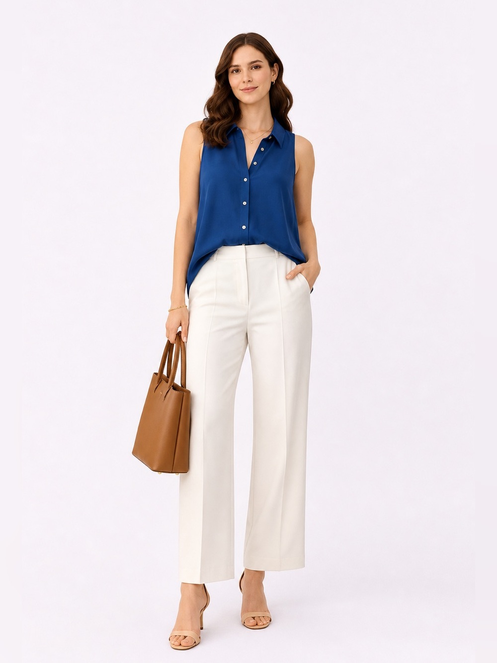 Mine Sleeveless Blue Blouse